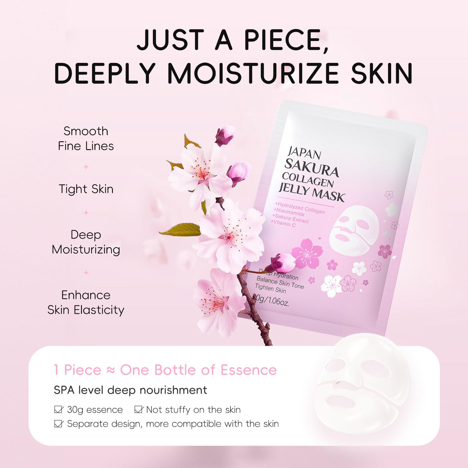 Sakura Gesichtspflege Skincare Set- Beauty Set Mädchen Japan Sakura Skin Care, Collagen Mask, Peeling Mask,Cleanser,Toner,Creme,Sunscreen,Lippenmaske, Pamper Geschenkset Frauen Teenager