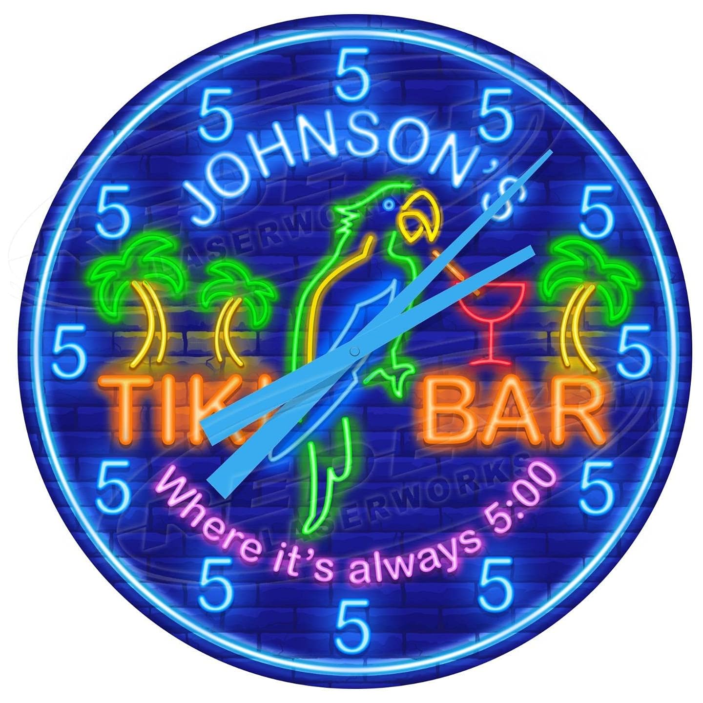 24-Inch Tiki Parrot Metal Wall Clock