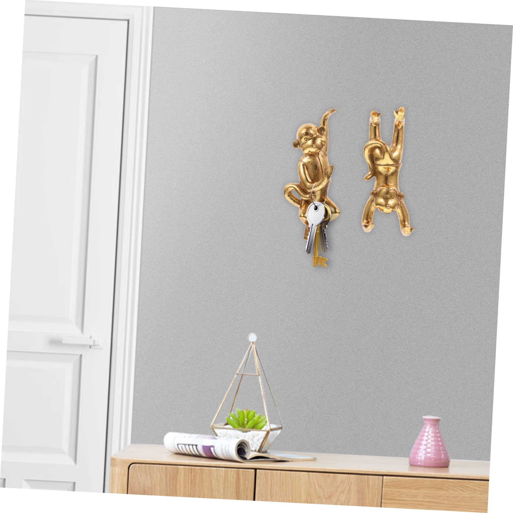Ciieeo Ganchos de Pared 3d Forma de Animal, Resina Dorada, 1 Juego