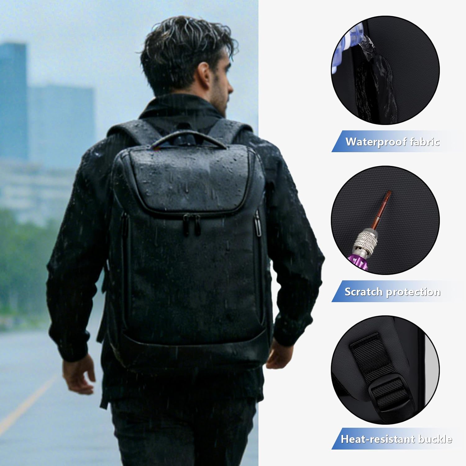 Matte Hard-Shell Laptop Backpack - 15.6 Inch Laptop Bag with USB Charging Port, Pressure-Resistant Digital Backpack for Business Commute, Office & Tech Travel (Black)