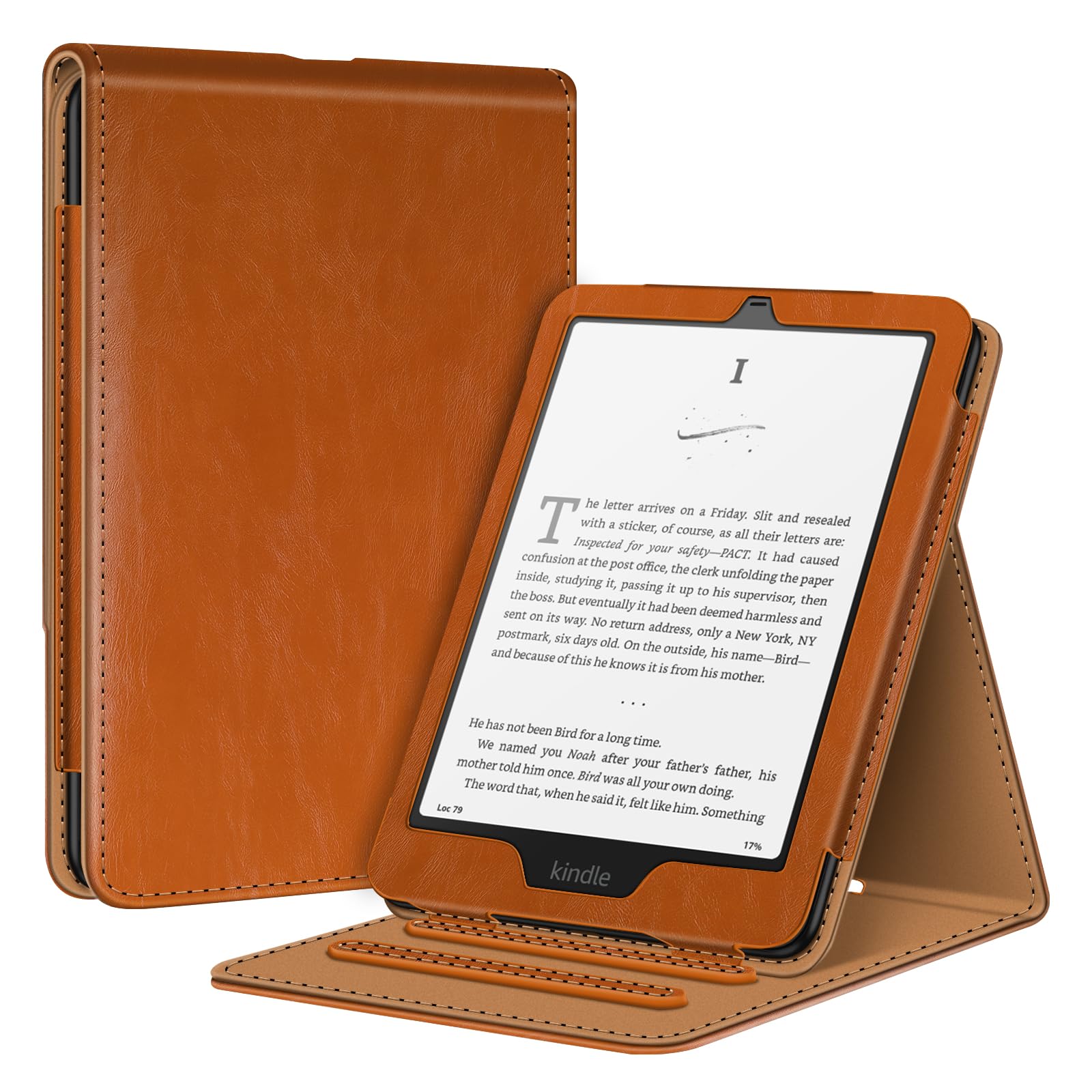 Fintie Flip Case for 7"/6.8" Kindle Paperwhite (12th/11th Generation-2024/2021) and Kindle Colorsoft - Slim Fit Vertical Stand Cover Auto Sleep/Wake for Kindle Paperwhite 2024, Brown