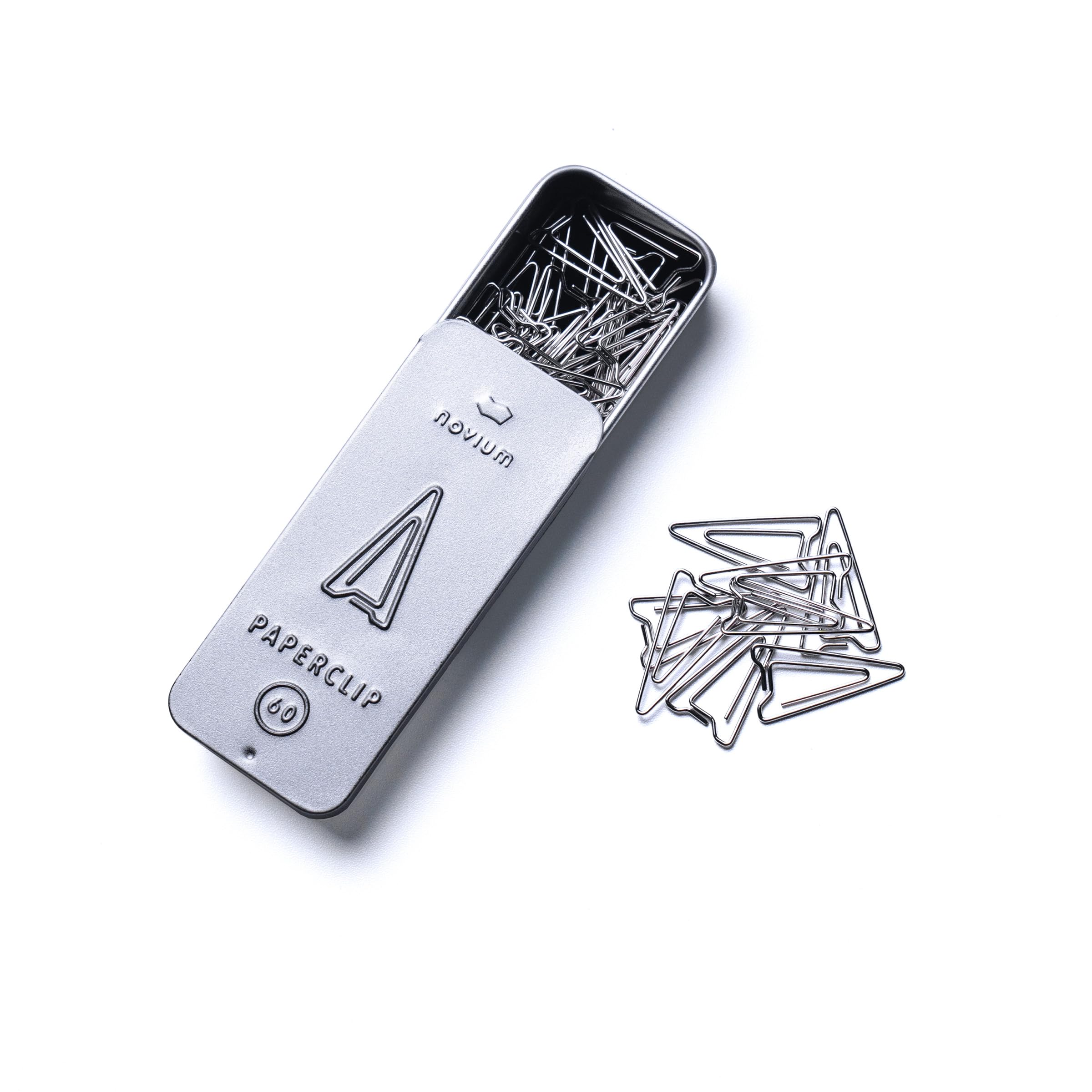 novium Shuttleclips, 60pcs Silver Paper Clips with Unique Design, Small Size (0.75 inch)