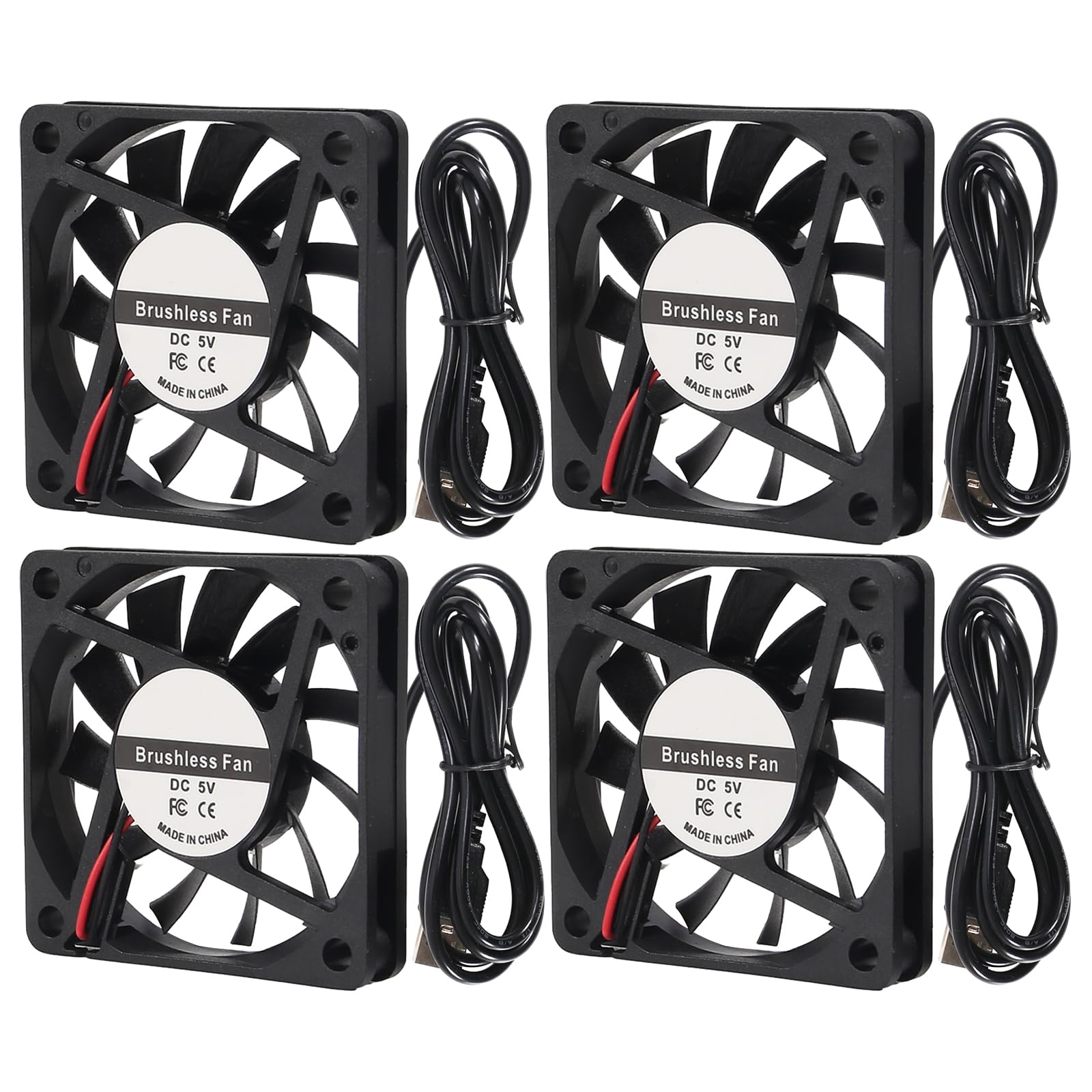Snapklik.com : 4PCS DC 60mm Fan USB Brushless Cooling Fan 60mm X 10mm ...