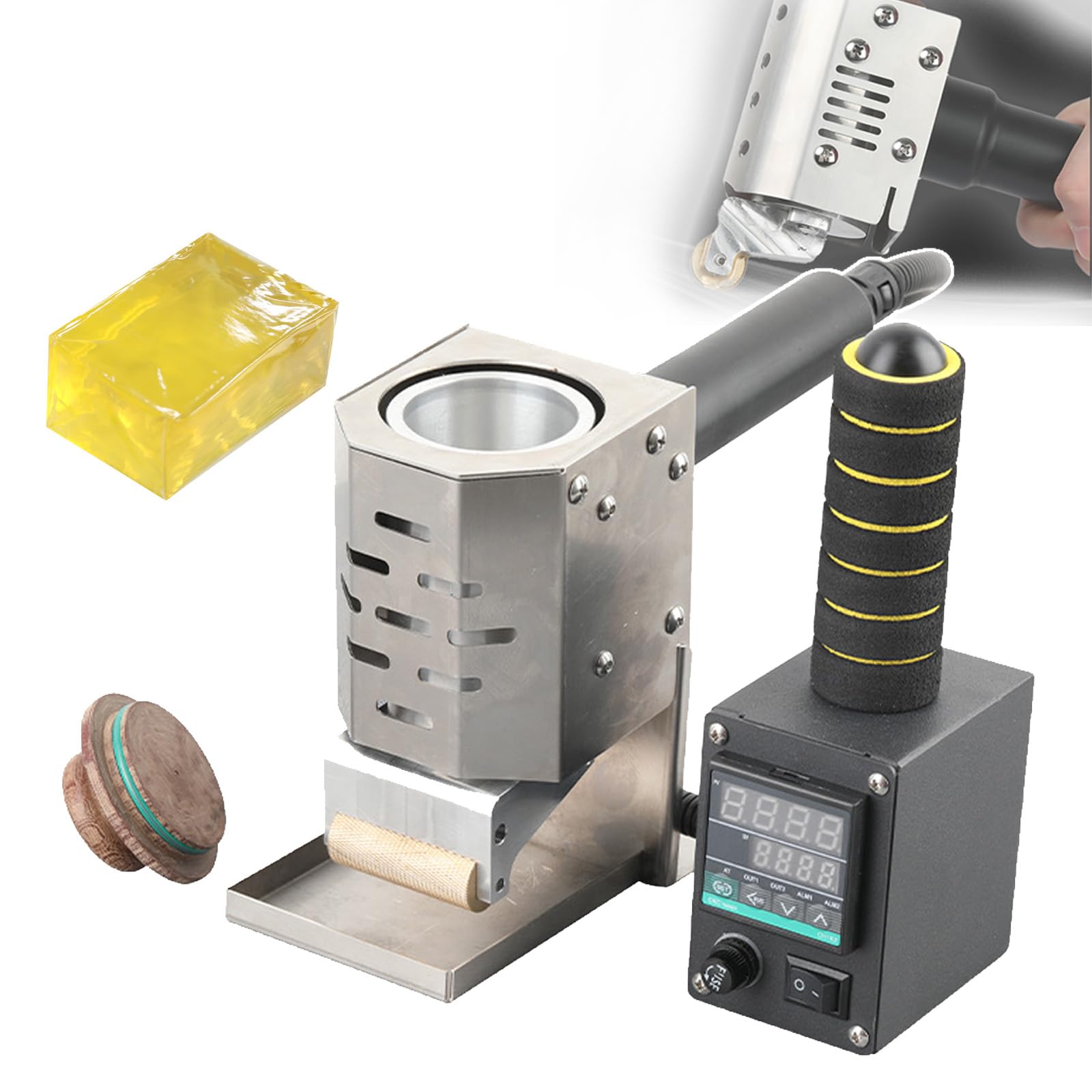 Macchina per colla a caldo, strumento di riscaldamento a pressione manuale con controllo della temperatura 45-350 °C, compatibile con rulli di colla da 3-50 mm per artigianato e riparazione