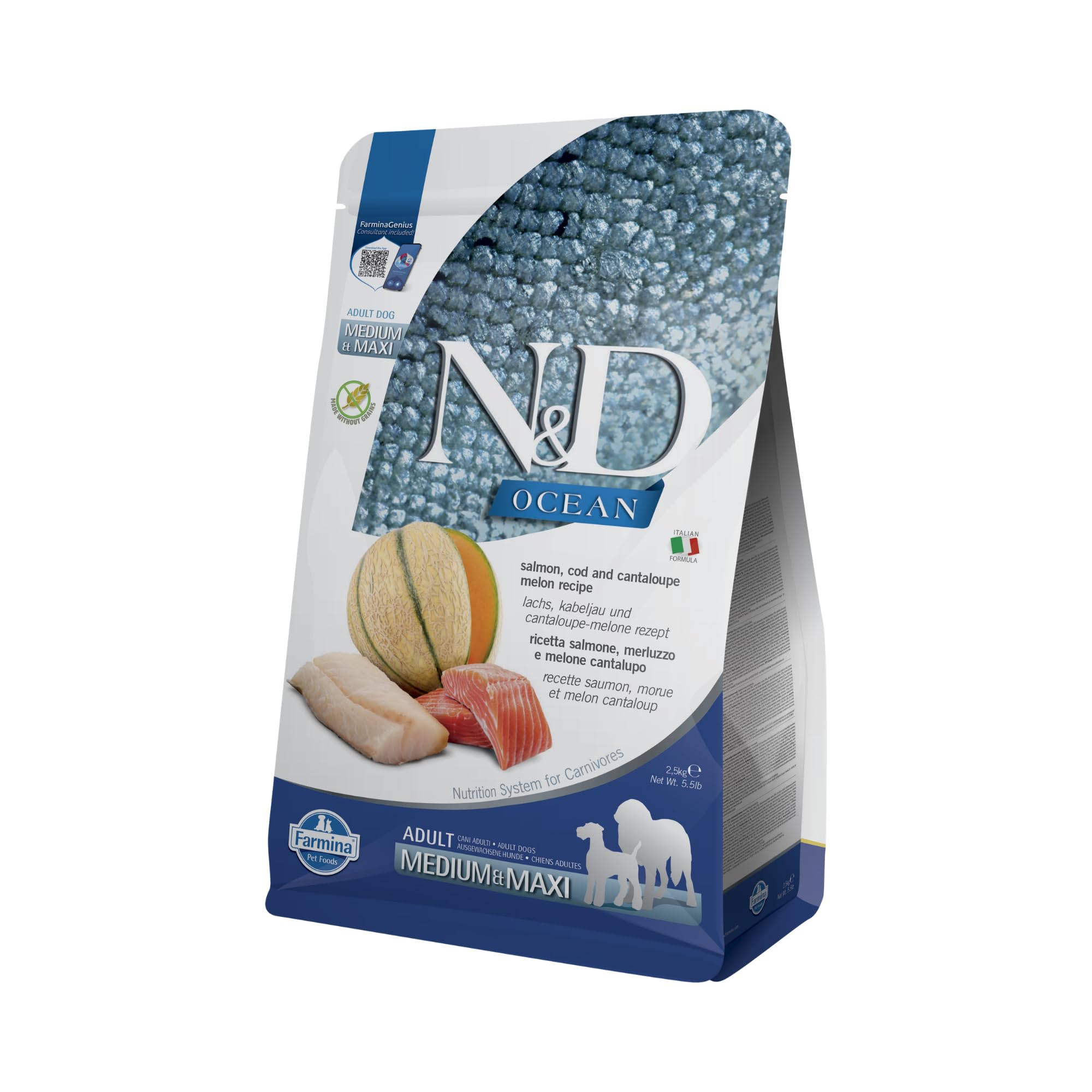 N&D Ocean Salmon, Cod & Cantalupe Melon Adult Medium & Maxi 2.50 kg