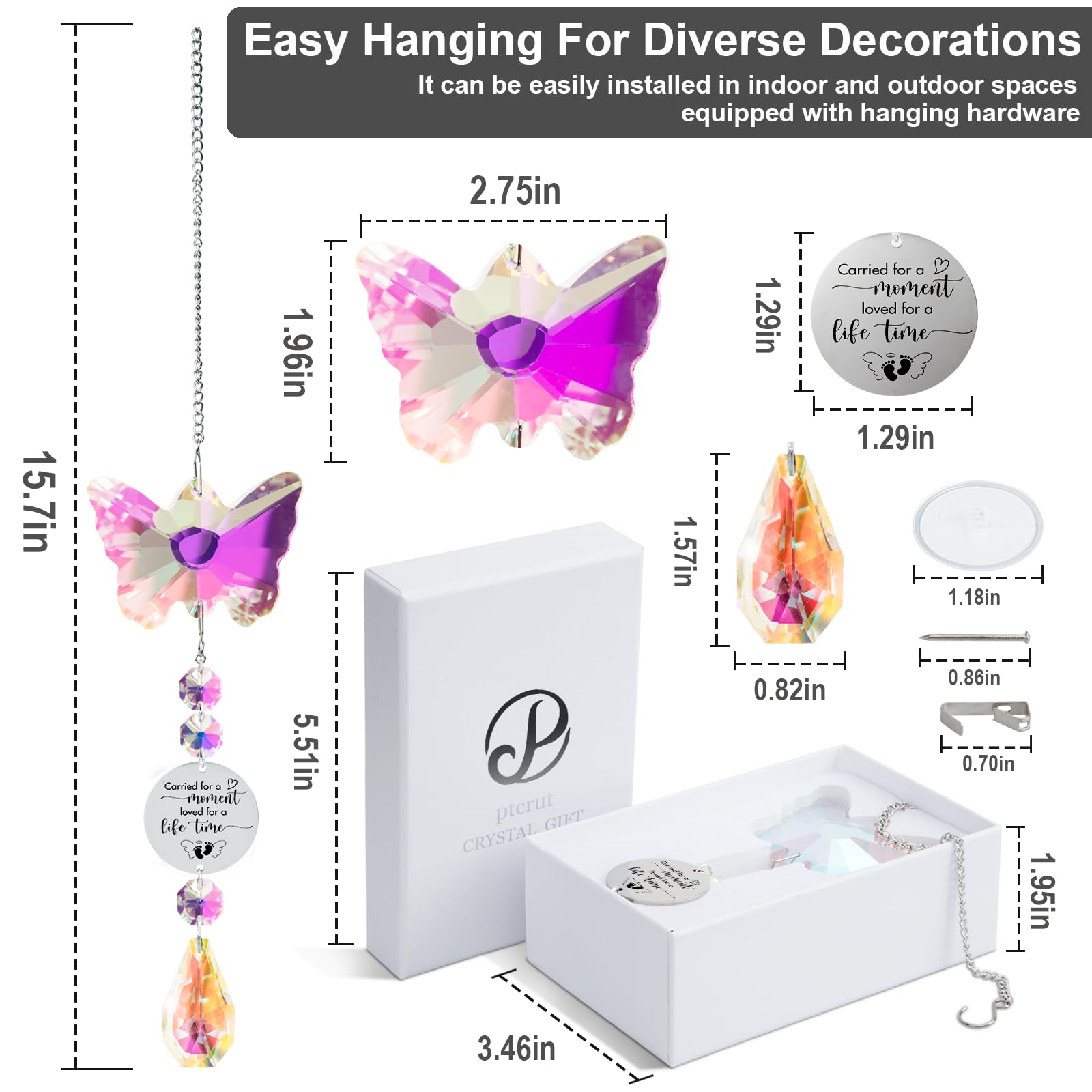 Butterfly Suncatcher Memorial Sympathy Gifts for stillbirth Infant,Baby Pregnancy Loss, Miscarriage Keepsake Gifts for Mothers Dad Mom Parent