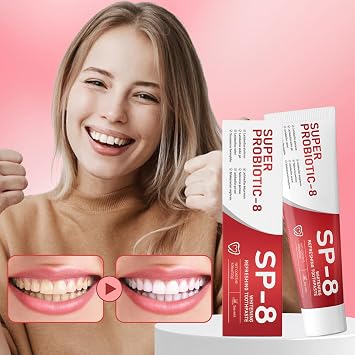 SP8 Probiotics Whitening Toothpaste, SP8 New Upgraded Fluoride-Free & Probiotic-Infused Formula, Ultra Fresh Mint for Deep Cleaning & Long-Lasting Fresh Breath,4.23oz-2-Pack