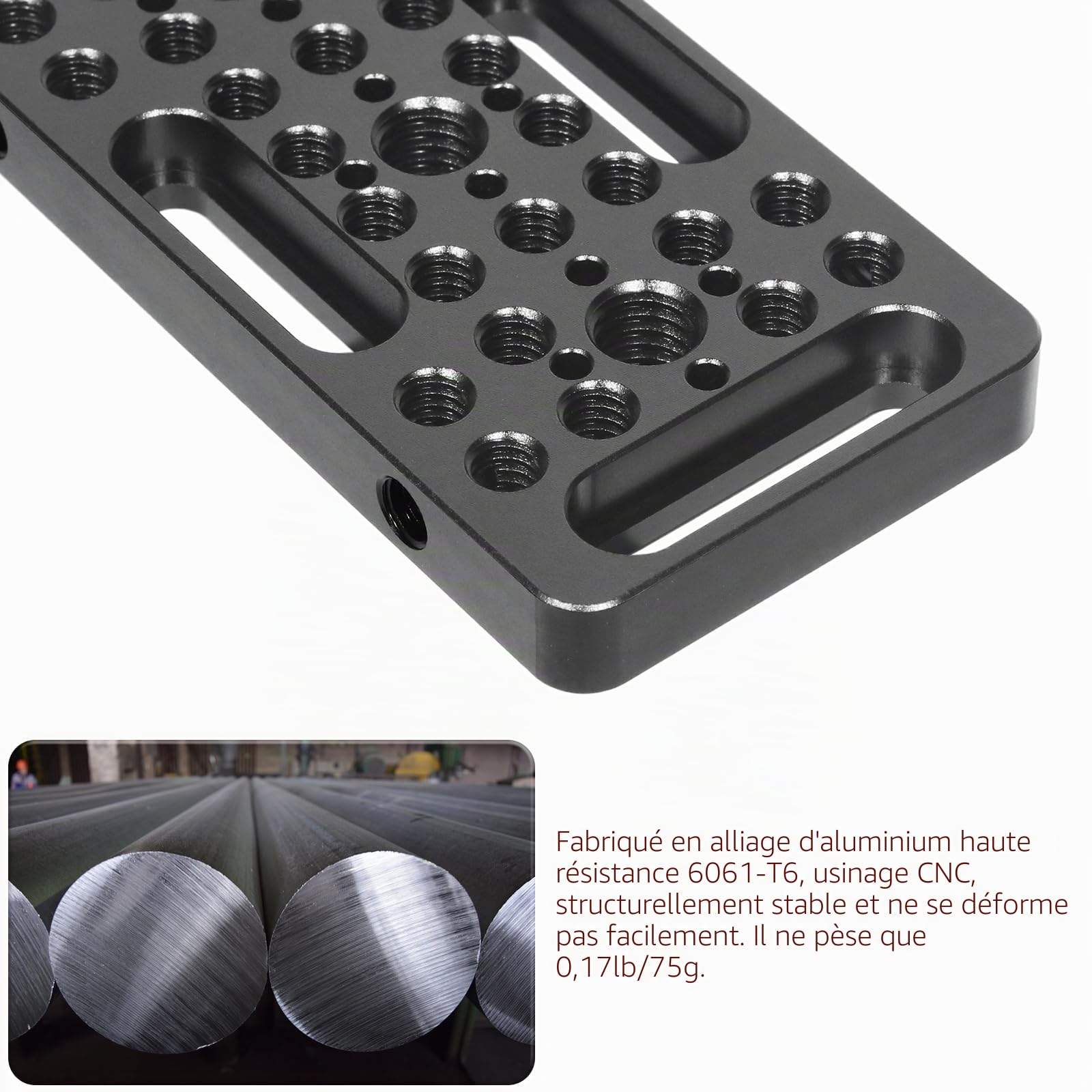 INNOREL CP1005 2 pièces 10 * 5cm Plaque de Fromage multifonctionnelle avec 1/4" et 3/8" Filets, Plaque de Montage de Commutation avec Trous de localisation Arri intégrés pour caméra et trépied
