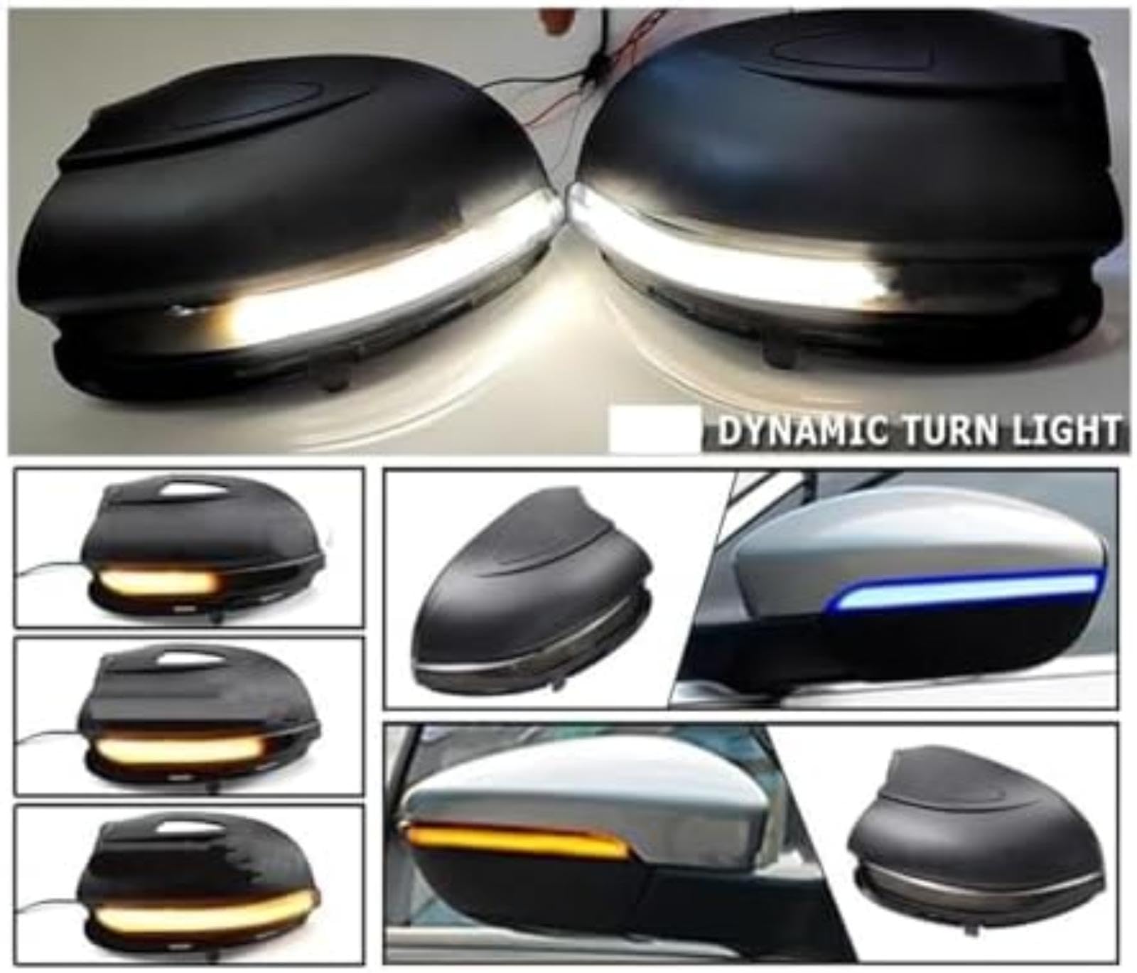 Dla Vw, dla Golfa 6 Mk6, dla Gti R32 2008-2012 dynamiczny włączony kierunkowskaz samochodowy lampka kontrolna migacza w lusterku wstecznym Wskaźnik lusterka (Blue (Blue Yellow Holes)
