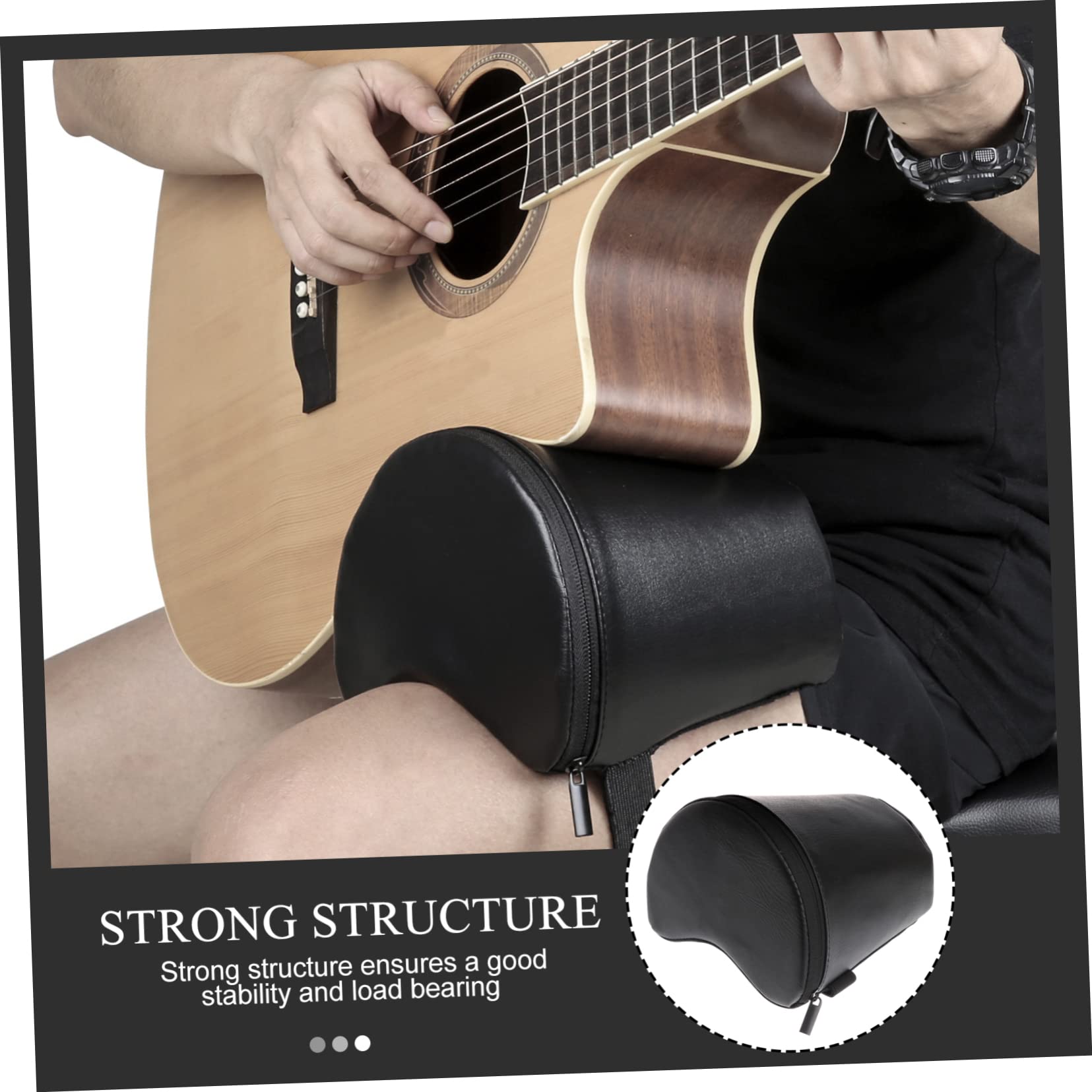 Poggiapiede per Chitarra Classica Flanger Antiscivolo Leggero Nero | Pad per Suonare la Chitarra, Similpelle e Schiuma, Postura Corretta, per Pratica Quotidiana e Performance