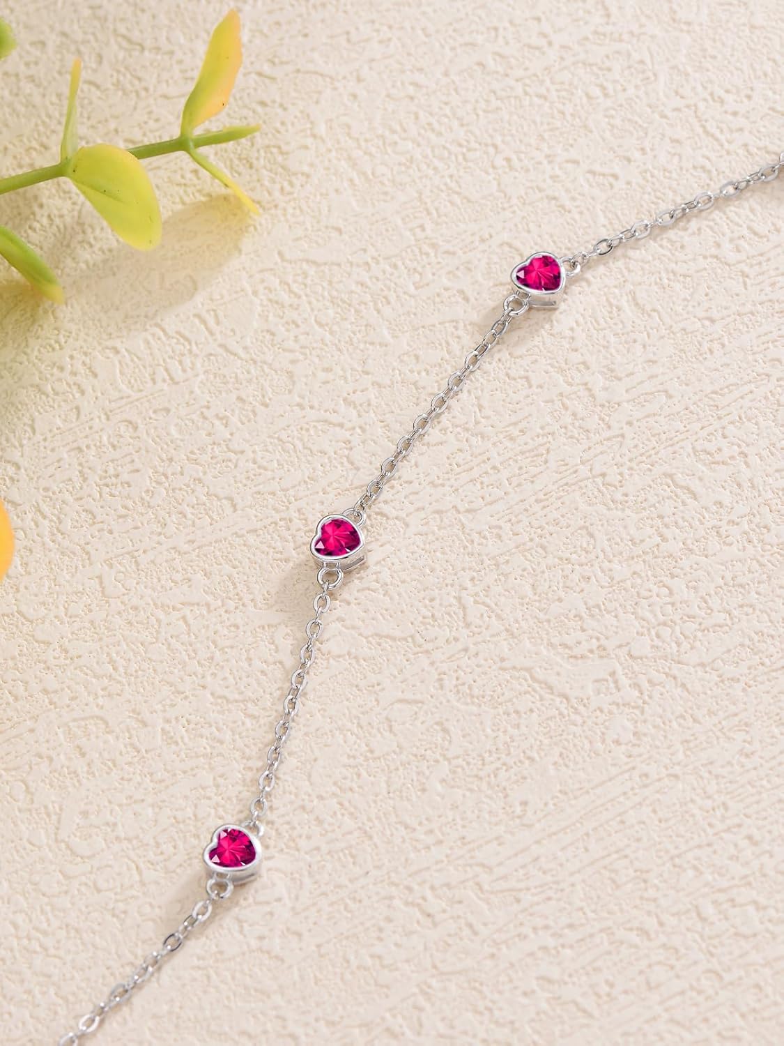 Dorunmo Heart Birthstone Bracelets 925 Sterling Silver Round Birthstone Anklet for Women Birthday Jewelry Gifts for Girlfriend Wife Mother Her - Image 7