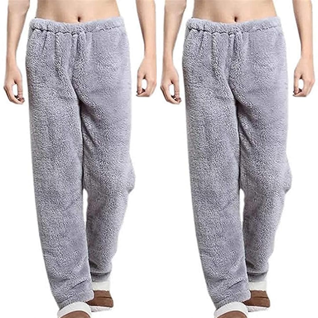 women's and men's winter bottom plush fluffy pajama pants warm fleece lounge pants sleepwear bottoms free size (waist 28-34 pack of 2)