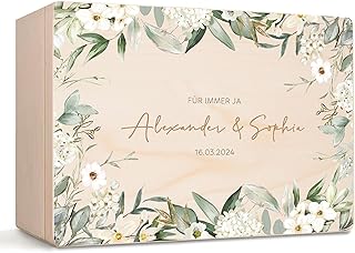 Little Deco Erinnerungsbox Hochzeit, Liebesgeschenk, Erinnerungskiste mit Namen, Geldgeschenk Hochzeit, Geschenkbox Liebe, Holzkiste mit Deckel, Schatzkiste, Beziehung Geschenk XHL1195-01