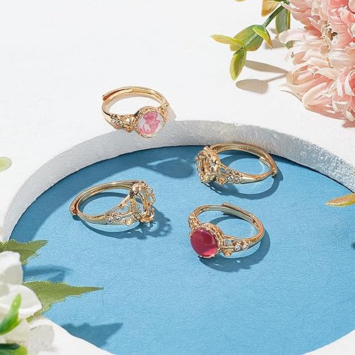 Miniatura 4 de NBEADS 4 piezas de anillos de garra en blanco, anillo de latón ajustable de 0.697 in, ajuste de base de anillo de diamantes de imitación,