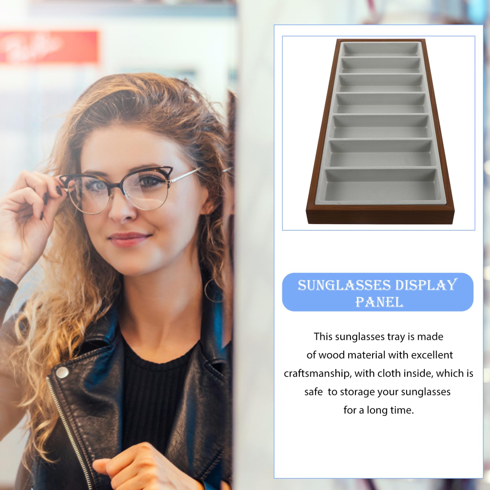 Beavorty Bandeja Organizadora para Gafas de Sol de Madera 7 Compartimentos