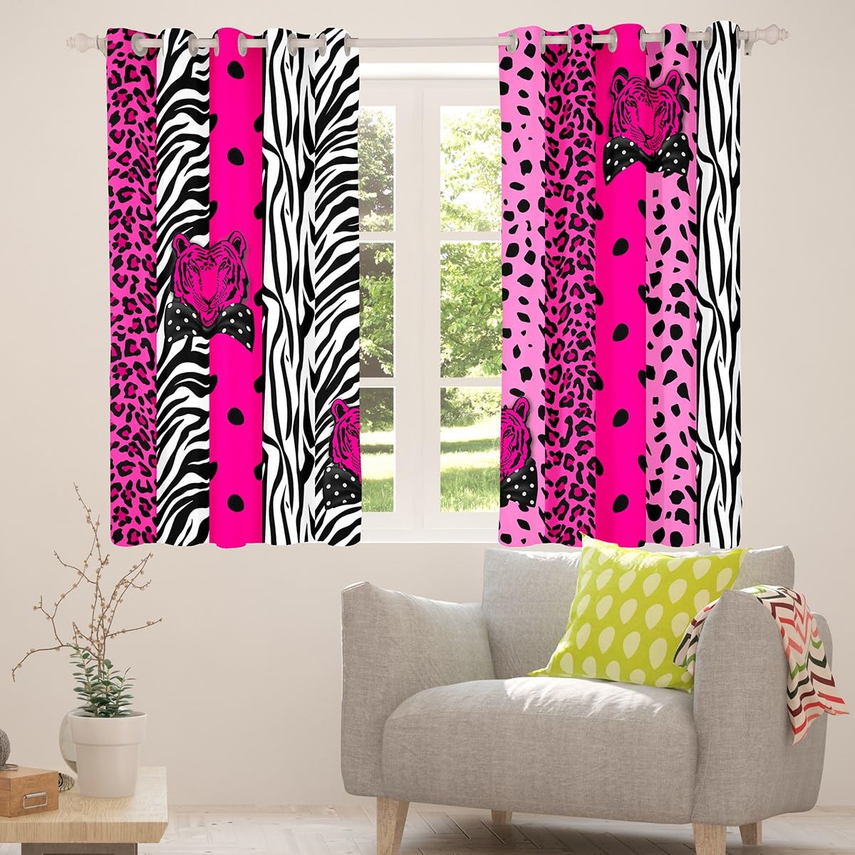 Manfei Wild Tiger Blackout Curtain Rose Leopard Print Window Treatments - Image 4