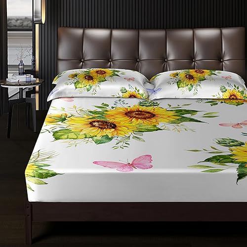 Vista 68 de Sábanas y fundas de almohada de microfibra suave arcoíris, sábana bajera ajustable con bolsillos profundos, sábana bajera ajustable para decoración