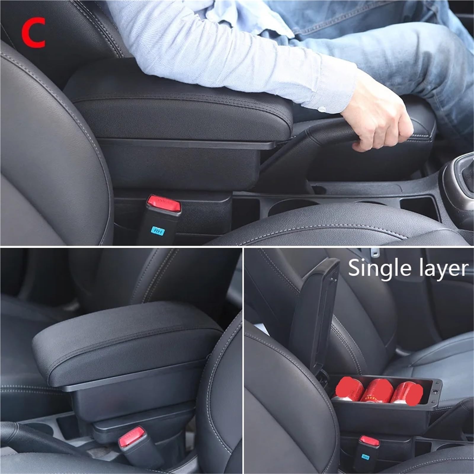 Center Console Armsteun Deksel Pasuje do KIA RIO STONIC KIA Rio Lx Cerato Podłokietnik Box Car Podłokietnik Retrofit Część Schowek Car Accessory(C2 Black line NO USB)