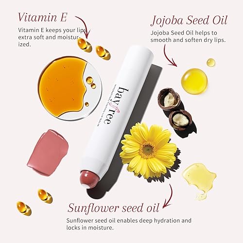 Miniatura 4 de Bálsamo labial tintado, brillante, bombea los labios, ligero, hidrata y tiñe con aceite de semilla de jojoba, bálsamo labial vegano, cuidado labial,