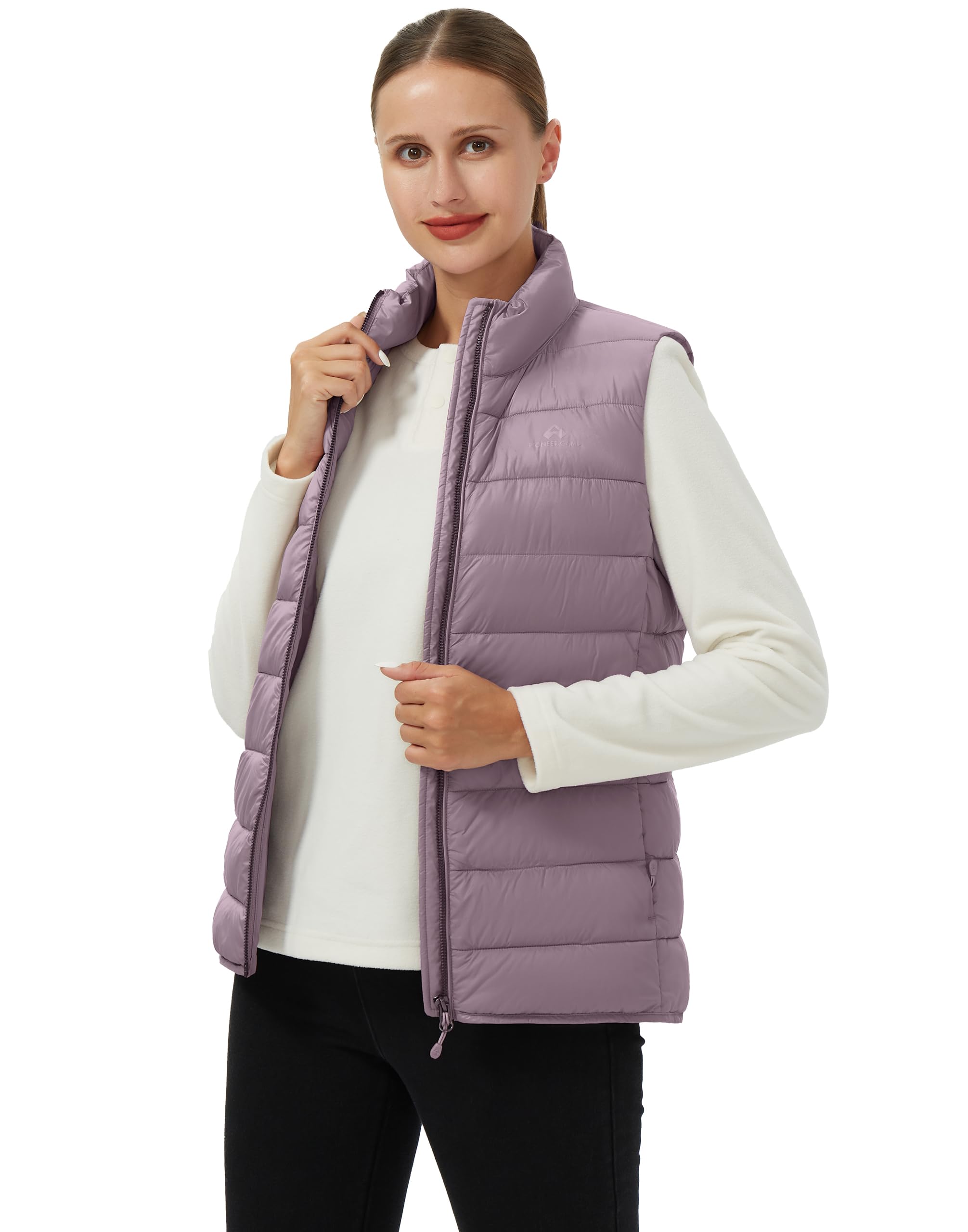 Pioneer Camp Chaleco acolchado para mujer, ligero, plegable, sin mangas, acolchado, con cremallera, cálido, para invierno, para exteriores