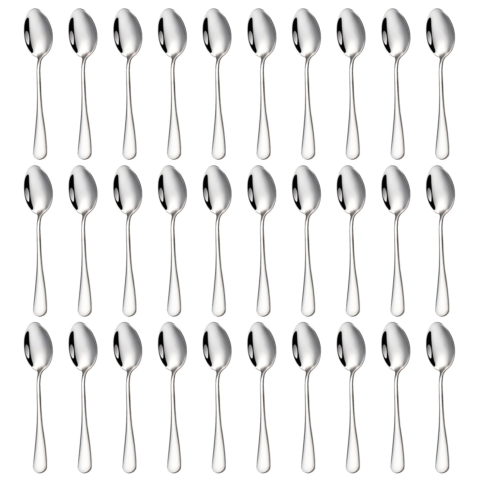 ASelected Teaspoons Set of 30,5.5In Stainless Steel Tea Spoons Or Tea, Coffee, Cake, Dessert & Salad, Dishwasher Safe, Cutlery Starter Spoons, Dessert Spoon, Tea Spoon for Restaurant