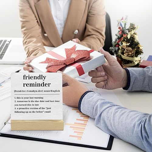 Miniatura 4 de Divertida decoración de oficina en casa, definición de recordatorio amigable, decoración de mesa de madera para oficina en casa, arte de pared de