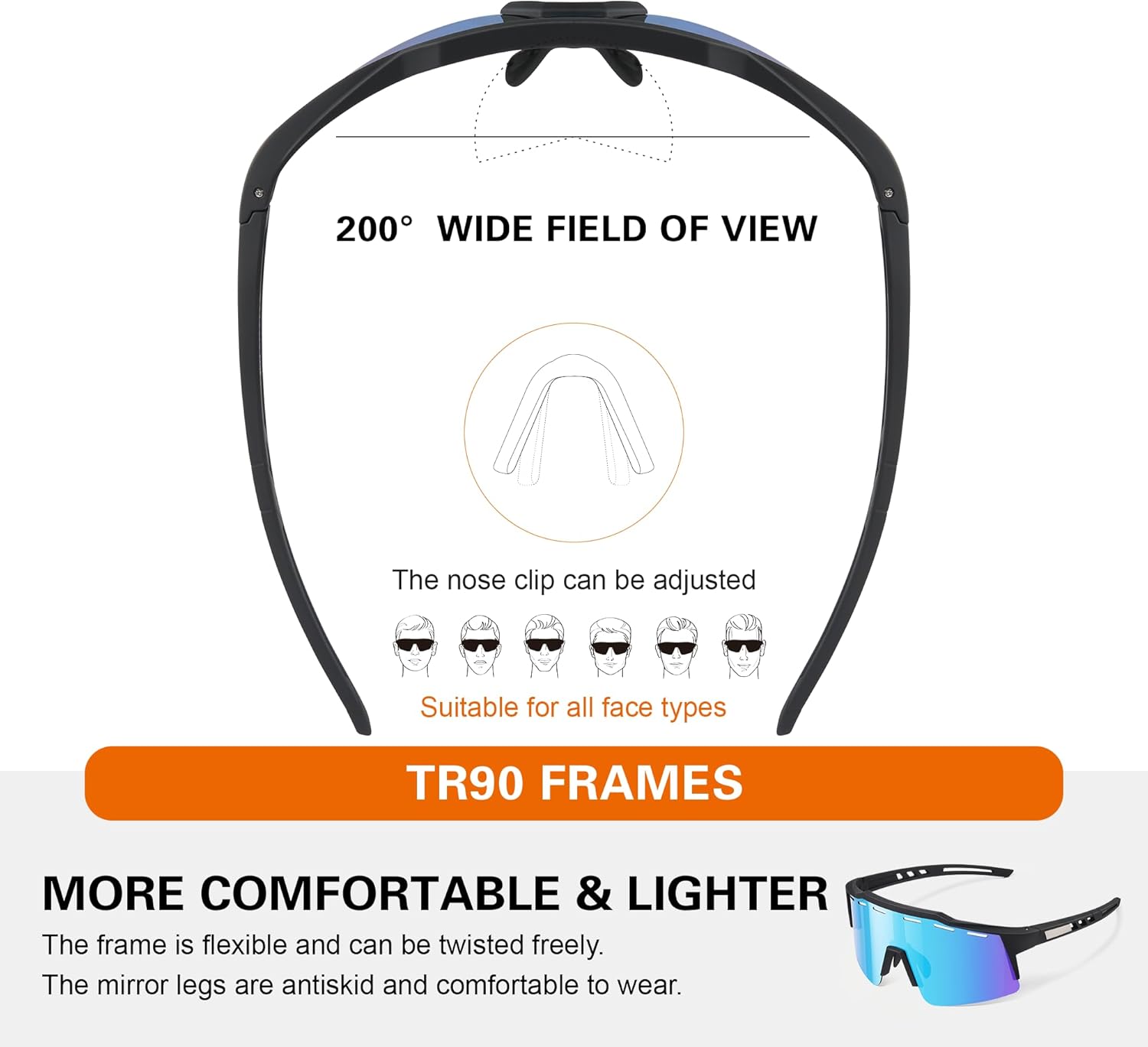 suoso Polarized Cycling Sunglasses for Men: Women Fishing Cycling Mountain Bike Sun Glasses for Youth UV400 Protection - Image 4