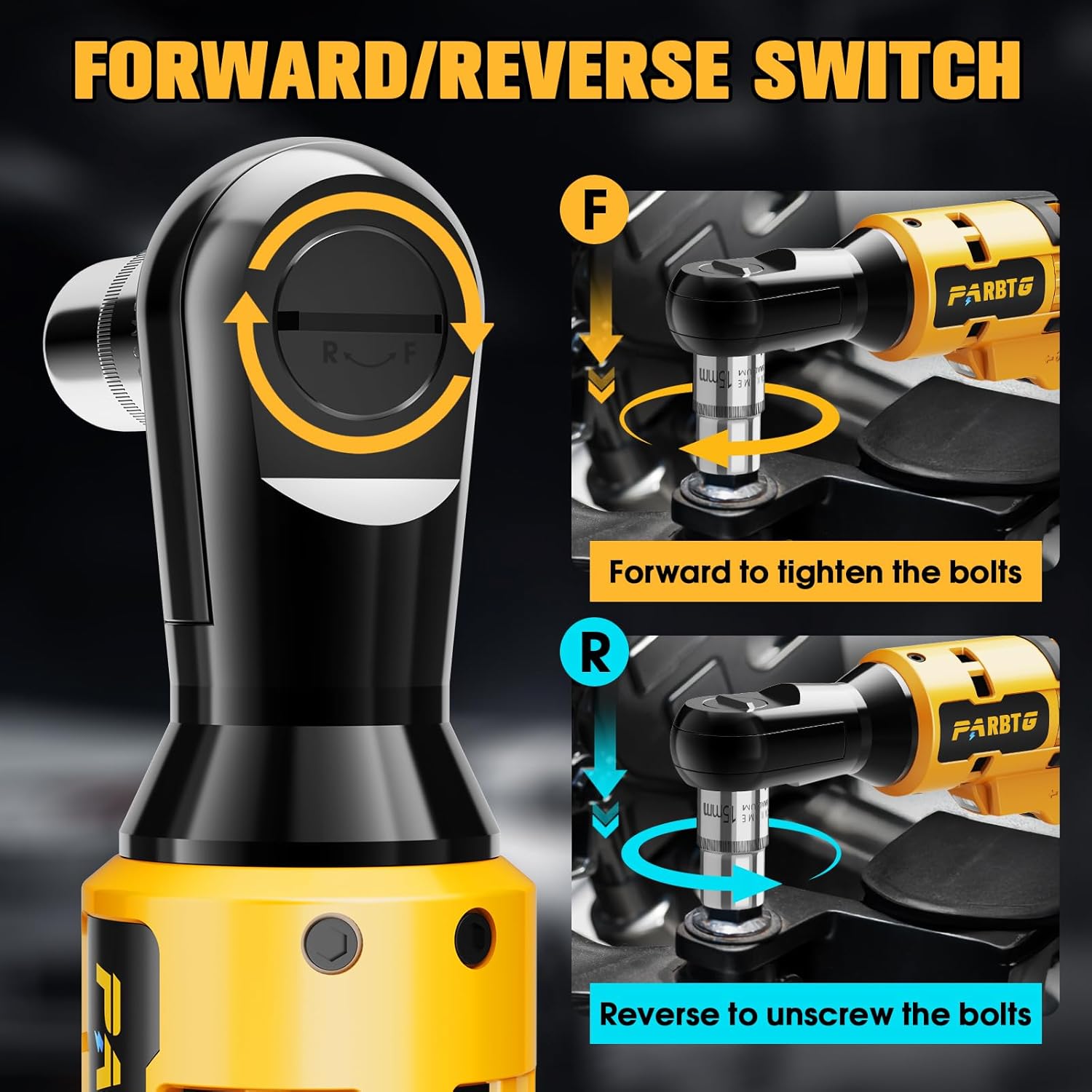 1/2 Inch Cordless Ratchet Wrench Compatible with DeWalt 20V Max Battery, 74Ft-Lbs (100N.m) High Torque, Brushless Motor, 0-400RPM Variable Speed, 7 Sockets, 1/2" to 3/8" Adapter, 3" Extension Bar