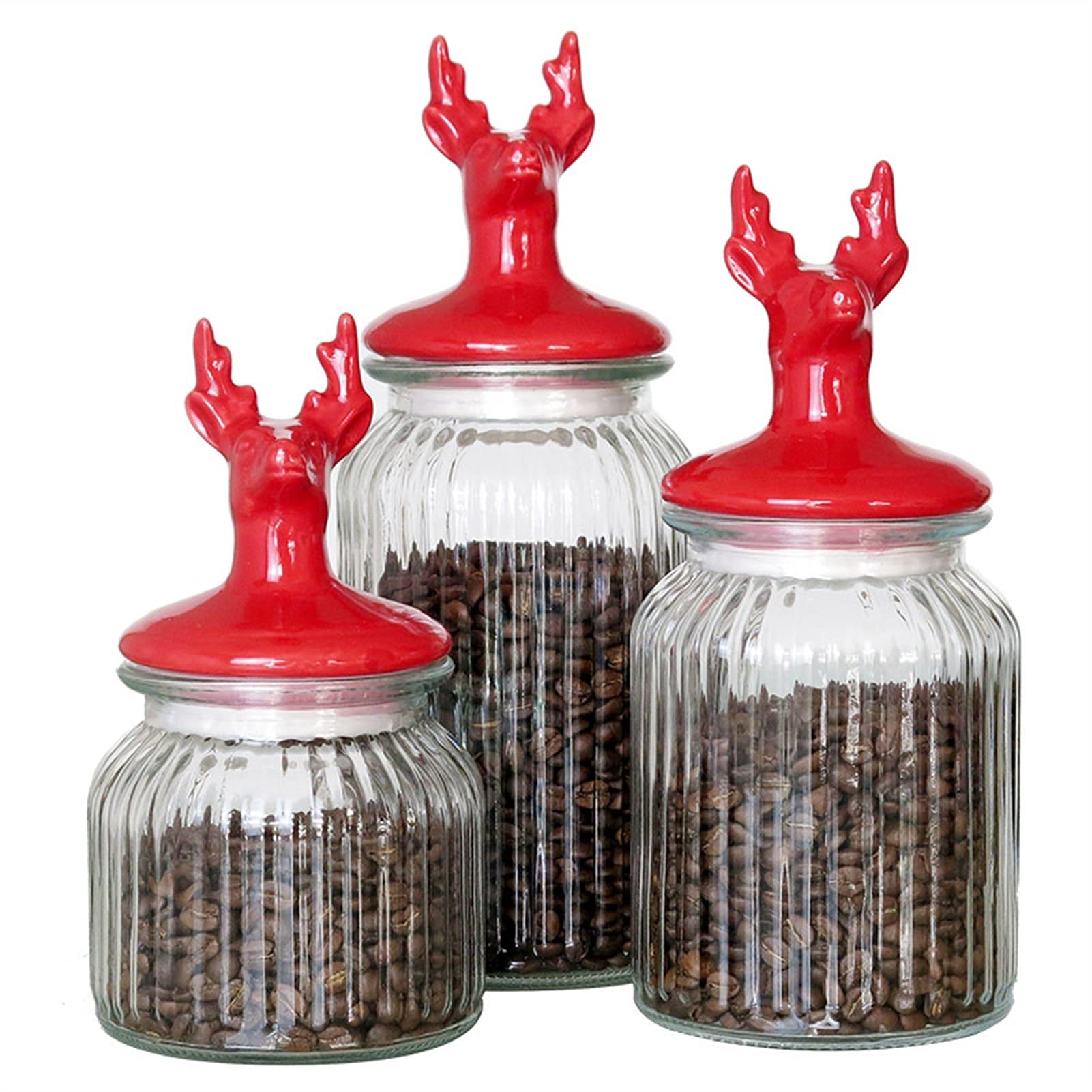 Botes para Alimentos Tarjetas de almacenamiento de vidrio europeo SELLADO PUEDE CON LA TAPA COCINA CEREAL DISPENSADOR ELK Decorativo Desktop Snacks Organizador Jar Decoración del hogar Moderno Botes H