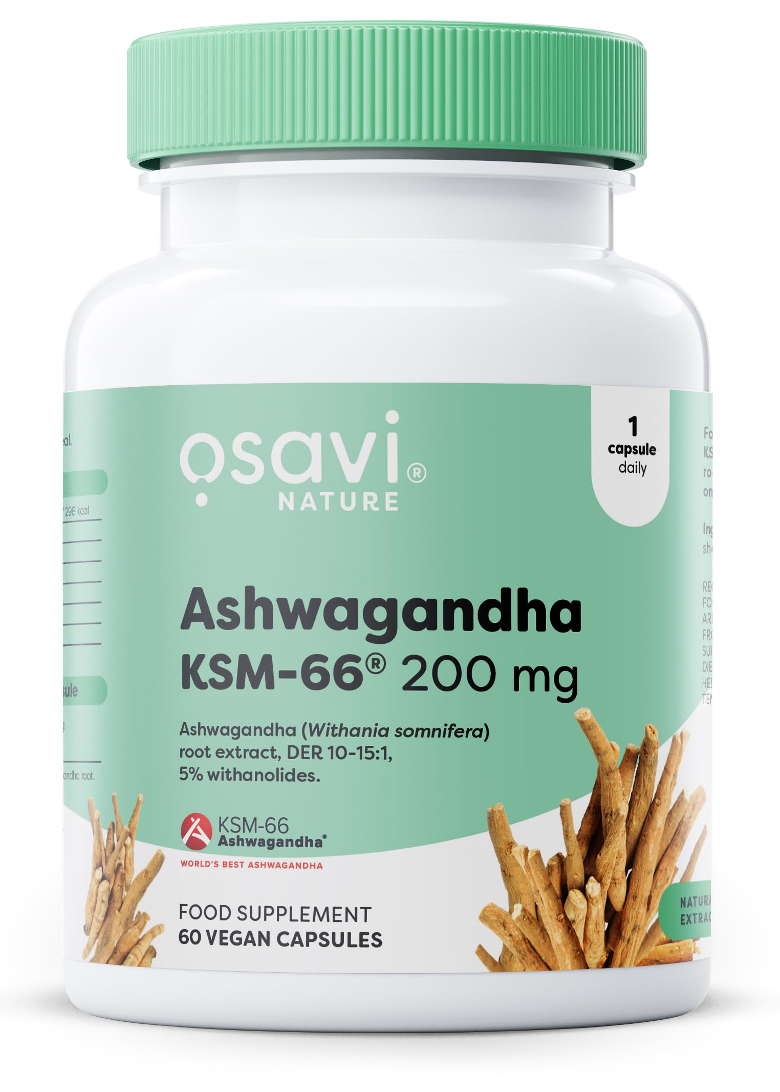 Osavi Ashwagandha KSM–66® 200 mg – 60 Vegan Capsules | Clinically Tested Stress Support | High–Potency Root Extract for Resilience | Mental Balance & Overall Wellbeing | Vegan & Clean Label