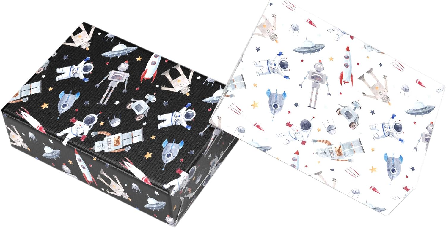 Rustic Robin Gift Wrapping Paper 8 Sheets Space, Astronauts & Aliens Designs 10 Gift Cards 50cmx70cm 80gms Thickness Birthday Occasion - Image 4
