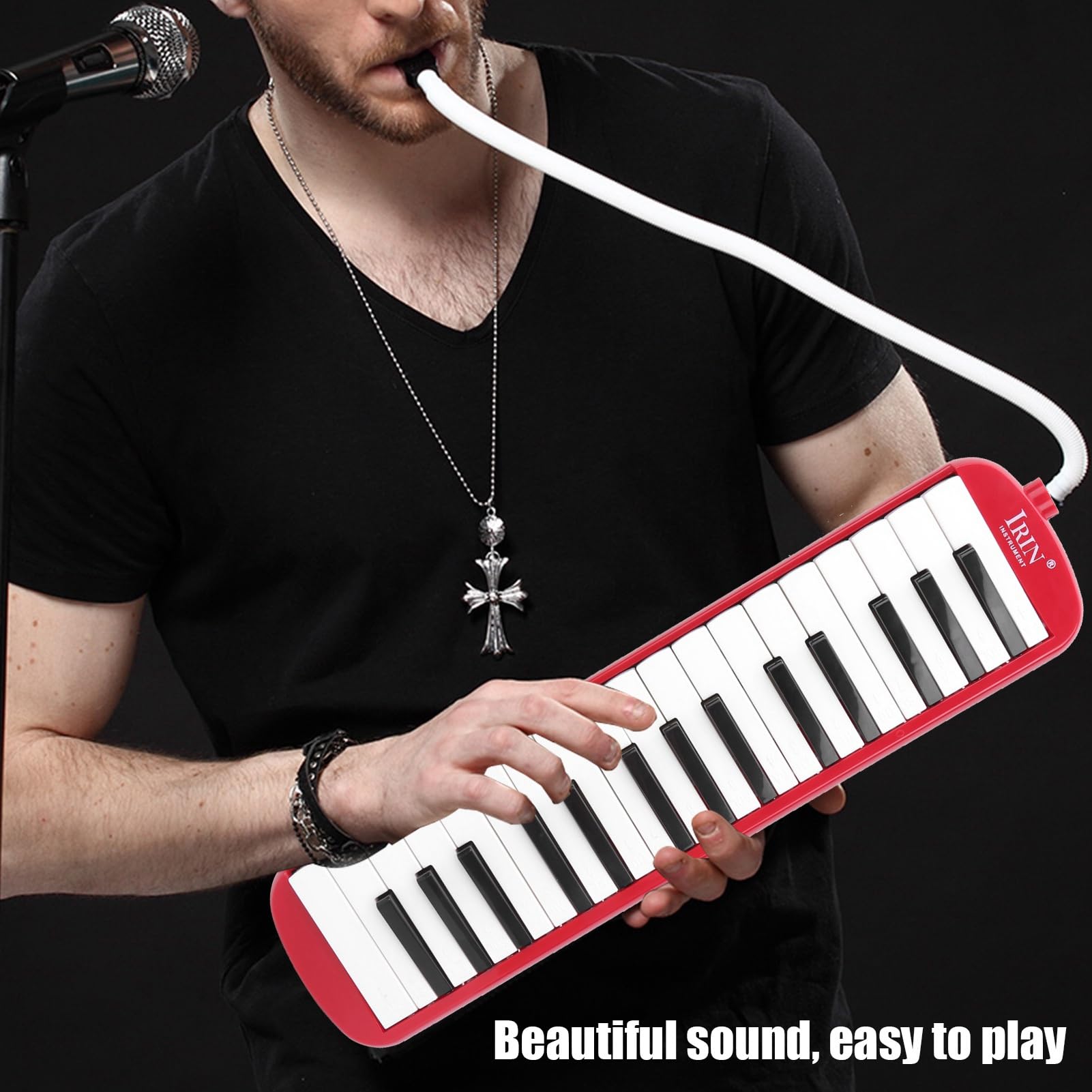 Melodica 32 Tasti Tastiera per Pianoforte Ad Aria sinfonica piano melodica forte Ad Aria, Strumento Musicale per Pianoforte Ad Aria con Borsa per il Trasporto, Bambini e Principianti Rosso Melodicas