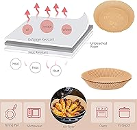 Vista 3 de YIFFSH Forro de papel desechable para freidora de aire, forros de freidora de aire, forros desechables antiadherentes, papel pergamino redondo sin