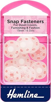 SNAP Fasteners Press Studs 6 Sets 15mm Plastic