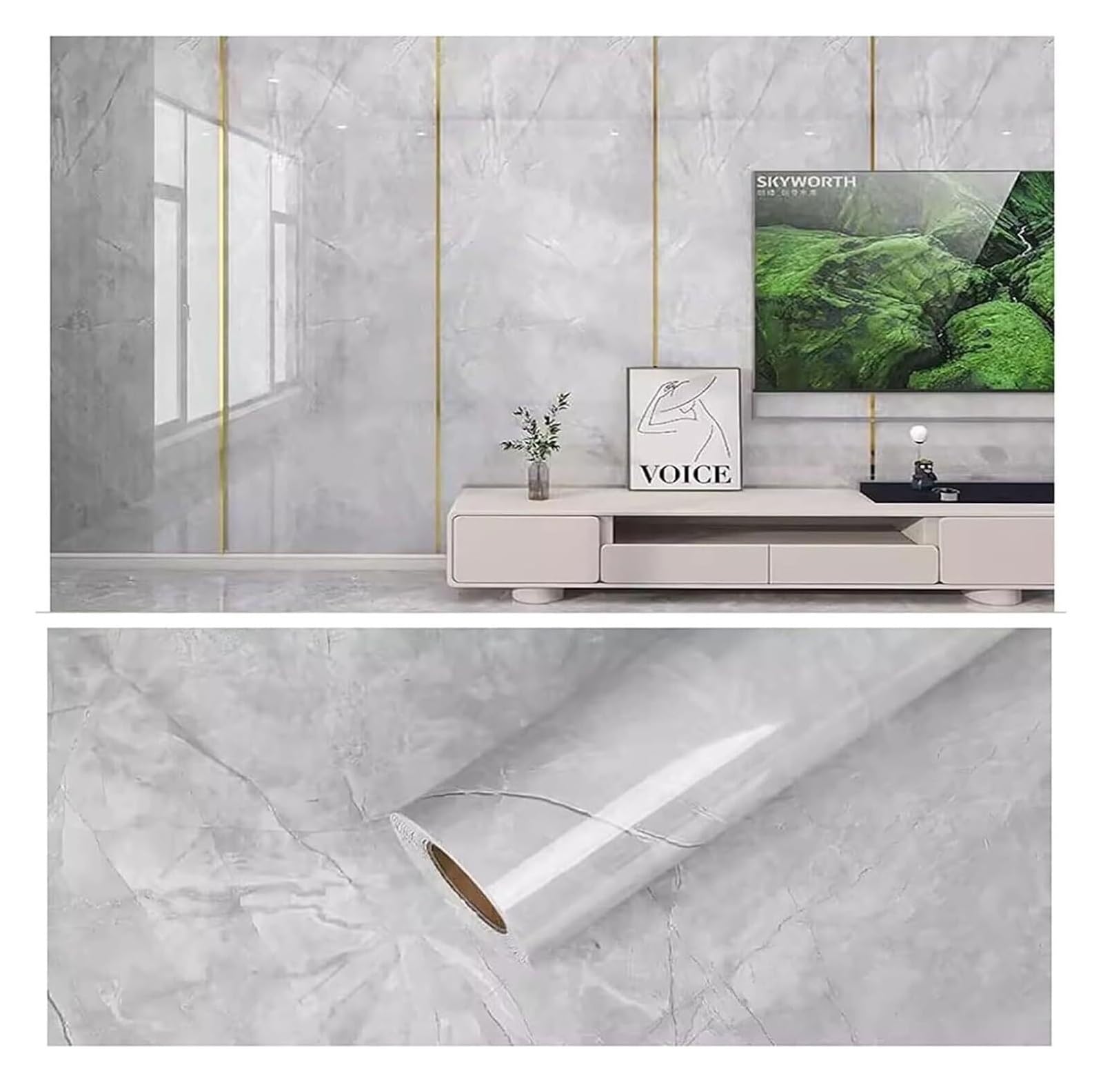 LKLNKVL self-adhesive wallpaper, Self Adhesive Wallpaper，Kitchen Peel Stick Backsplash Wall Panel,SeBackground Decorative(Grijs)