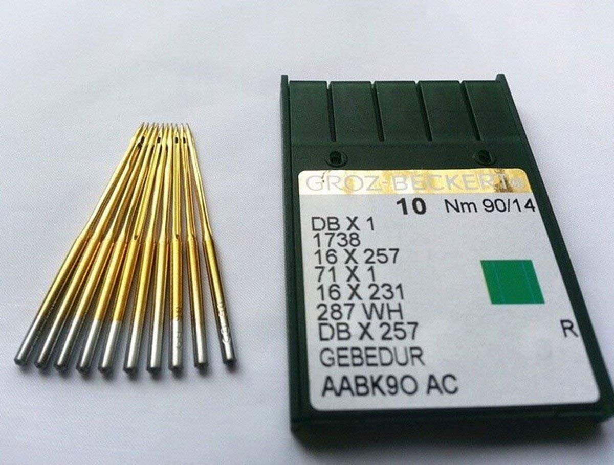 ZHONGJIUYUAN 10 Pieces Groz-beckert Sewing Machine Needles Db1 Dbx1 1738 Titanium Plated 90/14 Industrial Sewing Needle