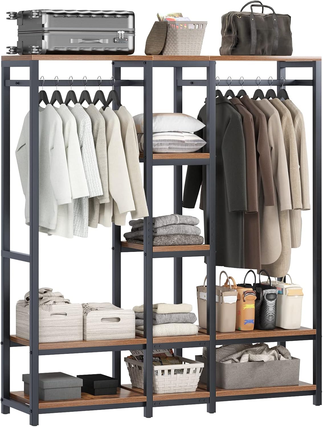 sogesfurniture Clothing Racks, Double Rod Free Standing