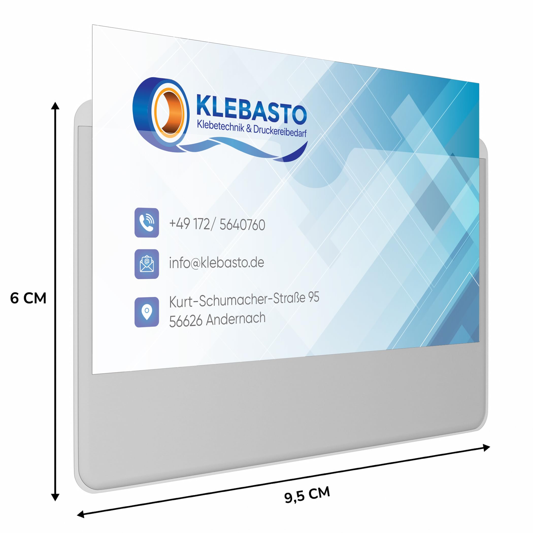 Visitenkartentaschen selbstklebend | transparent | Visitenkartenhüllen zum kleben | Kartenhüllen zum einkleben | Selbstklebetaschen Glasklar Daumenaussparung breite Seite offen (100)