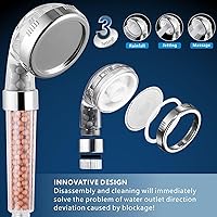 Vista 5 de Voolan Juego de cabezal de ducha filtrado, ducha de lluvia de alta presión con cabezal de ducha de mano, soporte autoadhesivo/manguera de 59