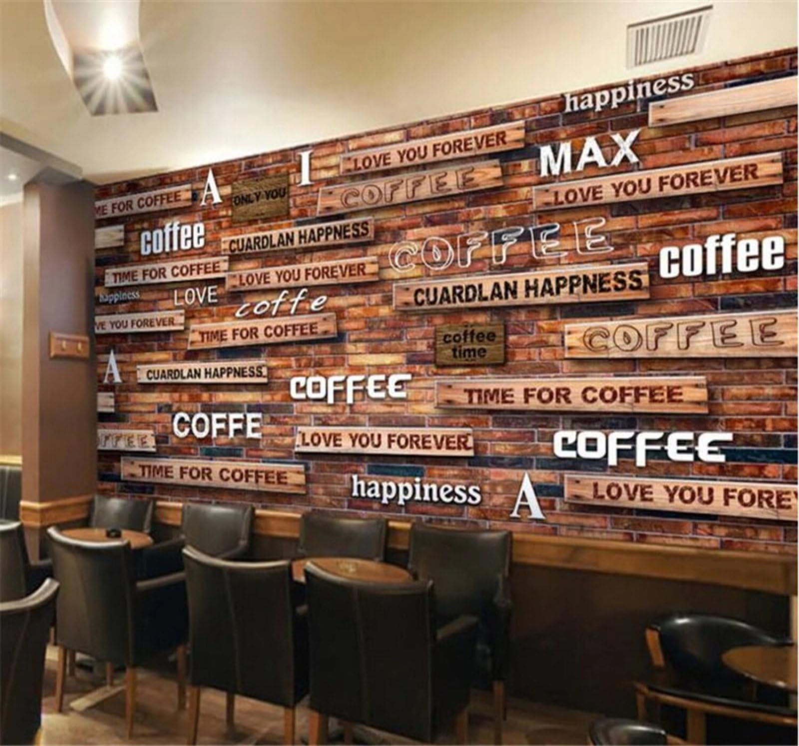Wallpaper-3D-Xlm 430Cm×300Cm(B×H) Retro Nostalgic Brick Wall Coffee Café 3D Wallpaper Easy Install Feature Office Living Room Sofa Bedroom Tv Background Wall Decoration-430Cm×300Cm