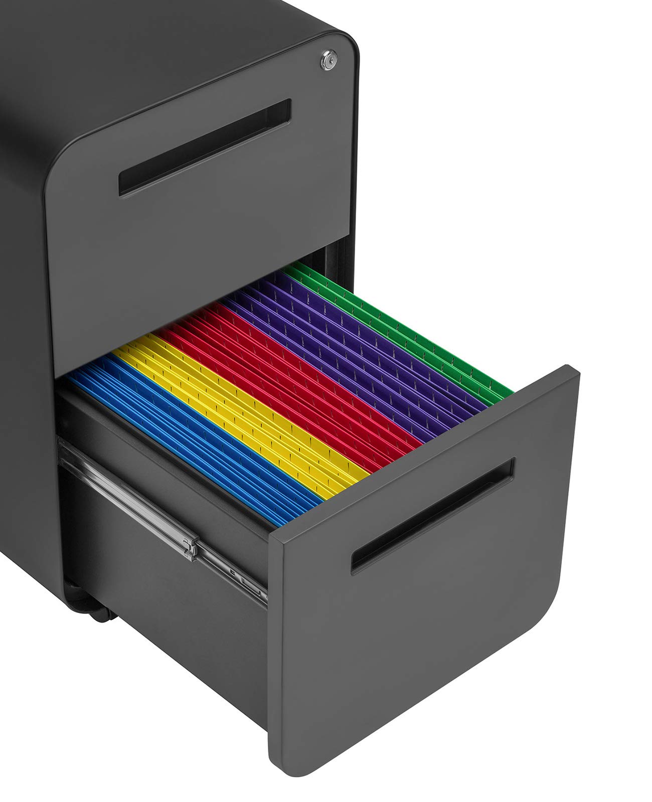 Laura Davidson Furniture Stockpile 2-Drawer Modern Mobile File Cabinet Commercial-Grade Black Grey — view 7