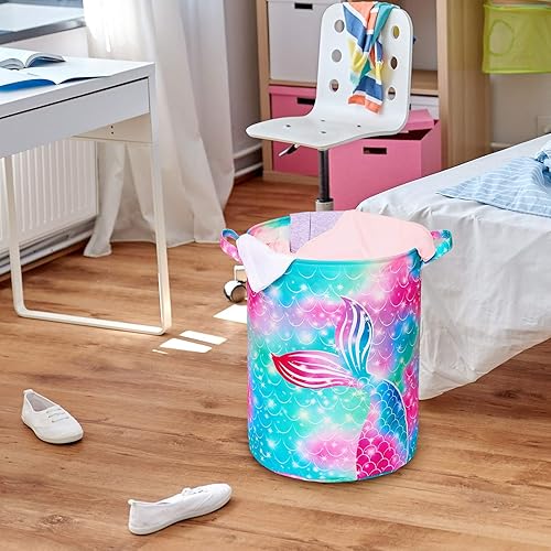 Miniatura 5 de Beinou Cesta de lavandería para niños, 43.4 L, impermeable, plegable, de lona, con asas, para dormitorio de niños, ropa de guardería