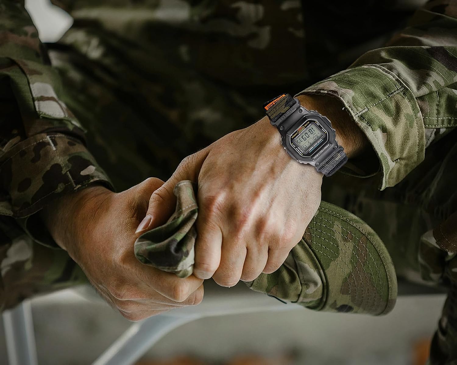 16MM Watch Band Compatible with G-Shock DW-5600/6900/8900,GW-M5610 | Nylon Military Sports Watch Strap with Swappable Patches Design Fit for GD-100/110/120/350/GM-2100/GA2100/GA-B2100 for Men