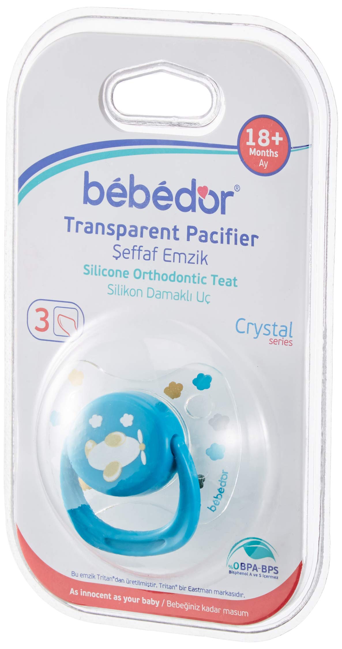 Bebedor 173 Crystal Series Damaklı Yalancı Emzik NO:3, , Pembe, 18 ay ve üzeri