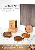 Vista 2 de Nucookery Juego de borde de vidrio para bar de 3 niveles en madera, juego de borde de sal para margarita de 5.6", bandeja de borde de sal y azúcar