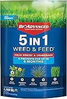 BioAdvanced 5-in-1 Weed and Feed Granules 9.6 lbs - Kills Crabgrass, Dandelions, Tough Weeds, Prevents New Growth, Greens Lawn 3 Months