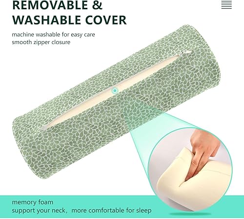 Miniatura 5 de Drops Elegant Green Bolster Pillow Yoga Bedding Essentials Round Neck Roll Pillow 17 Round Pillow Insert Cylinder Cover Sleep Posture