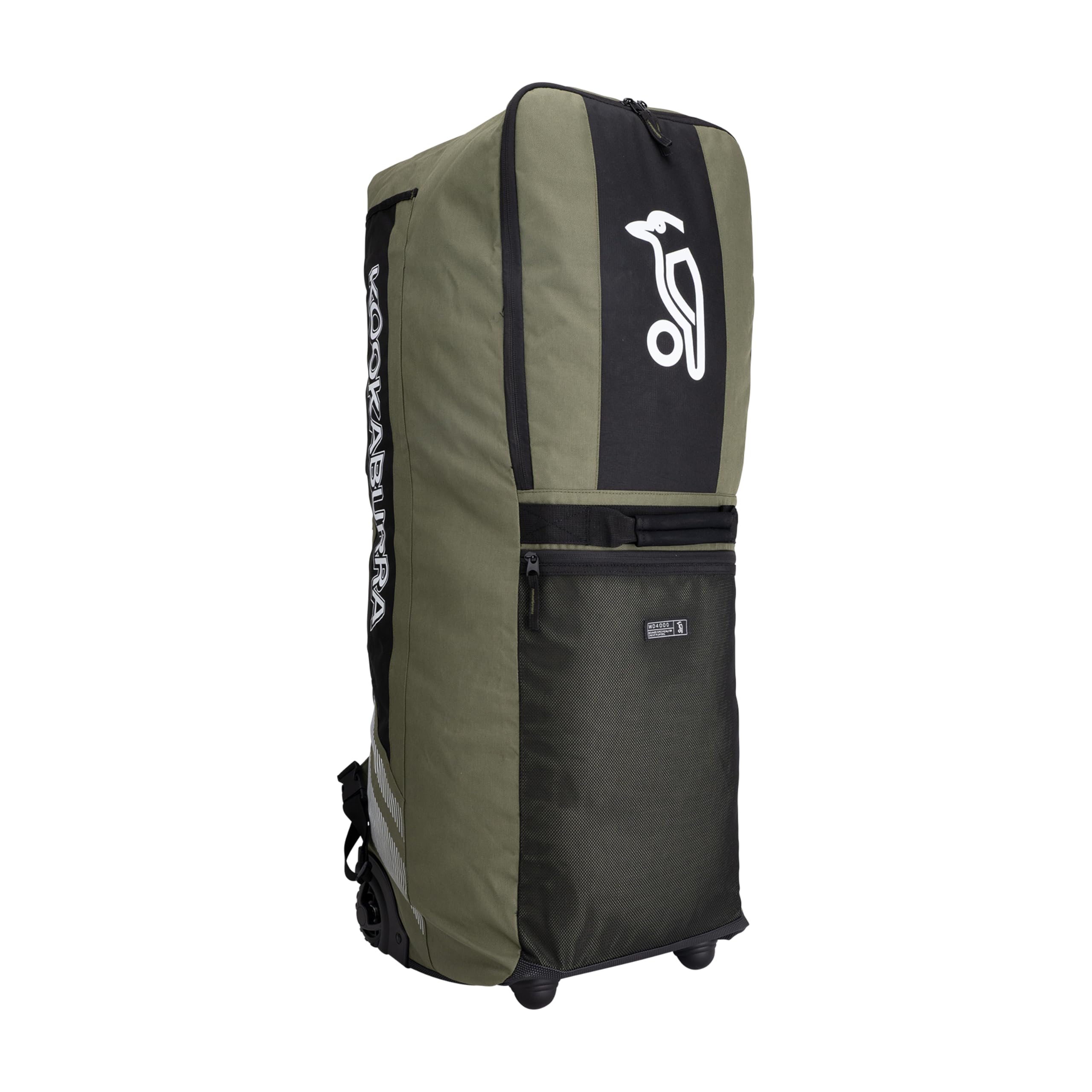 Kookaburra WD4000 Wheelie Duffle Bag – Cricket Kit Bag with Detachable Straps, Bat Sleeves, Heavy-Duty Wheels & Padded Airflow Straps – Khaki/Black, 900mm x 300mm x 300mm