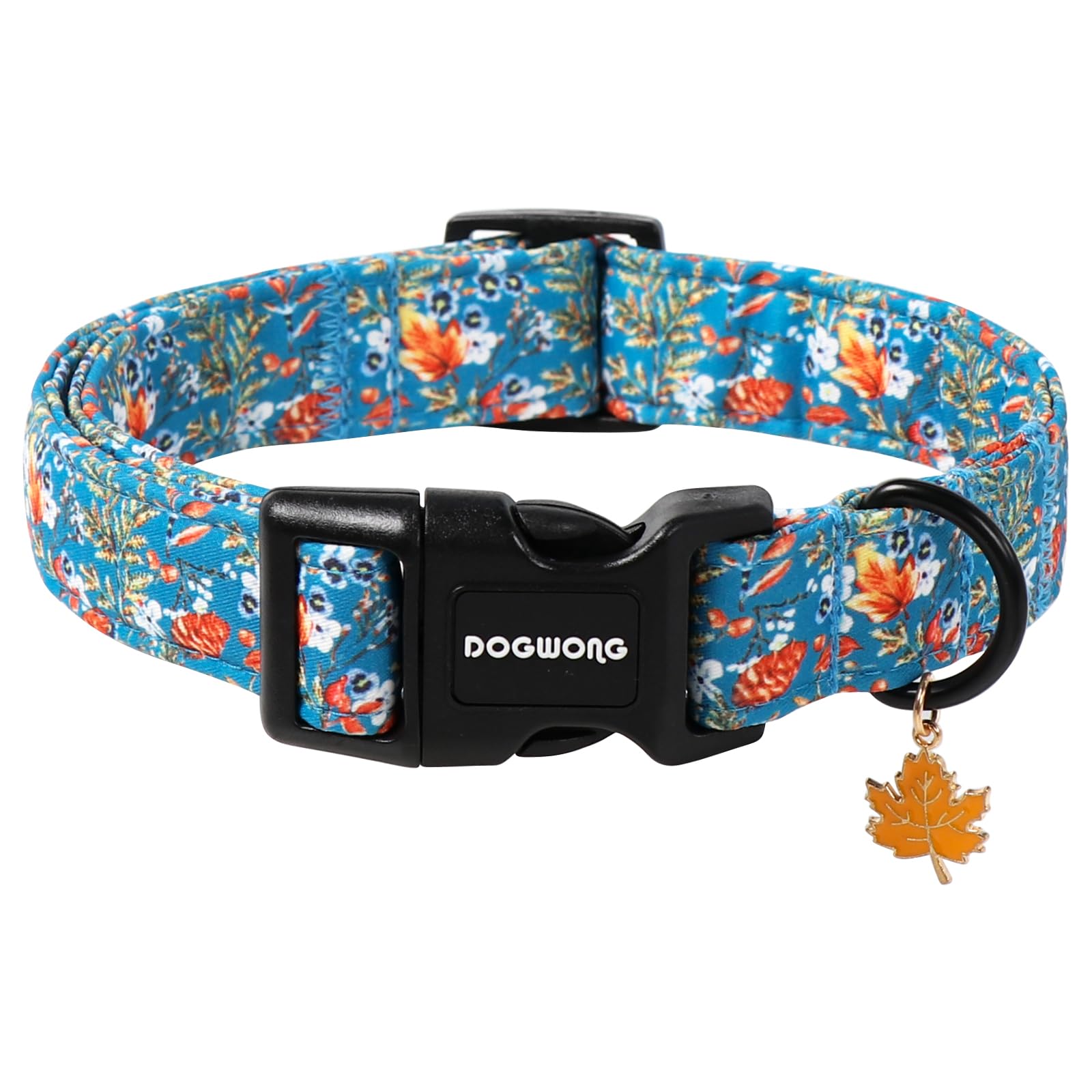 DOGWONG Fall Maple Dog Collar- Cute Classic Fall Autumn Flower Dog Collars Adjustable Fall Dog Collar for Small Medium Large Dogs M