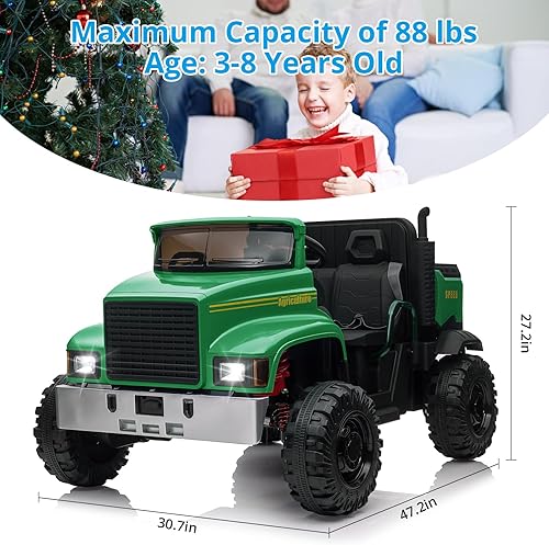 Miniatura 7 de Hetoy Camión de paseo de 24 V con control remoto, vehículos eléctricos UTV con cama volquete, motores 4WD de potencia 4x200W, suspensión de 4